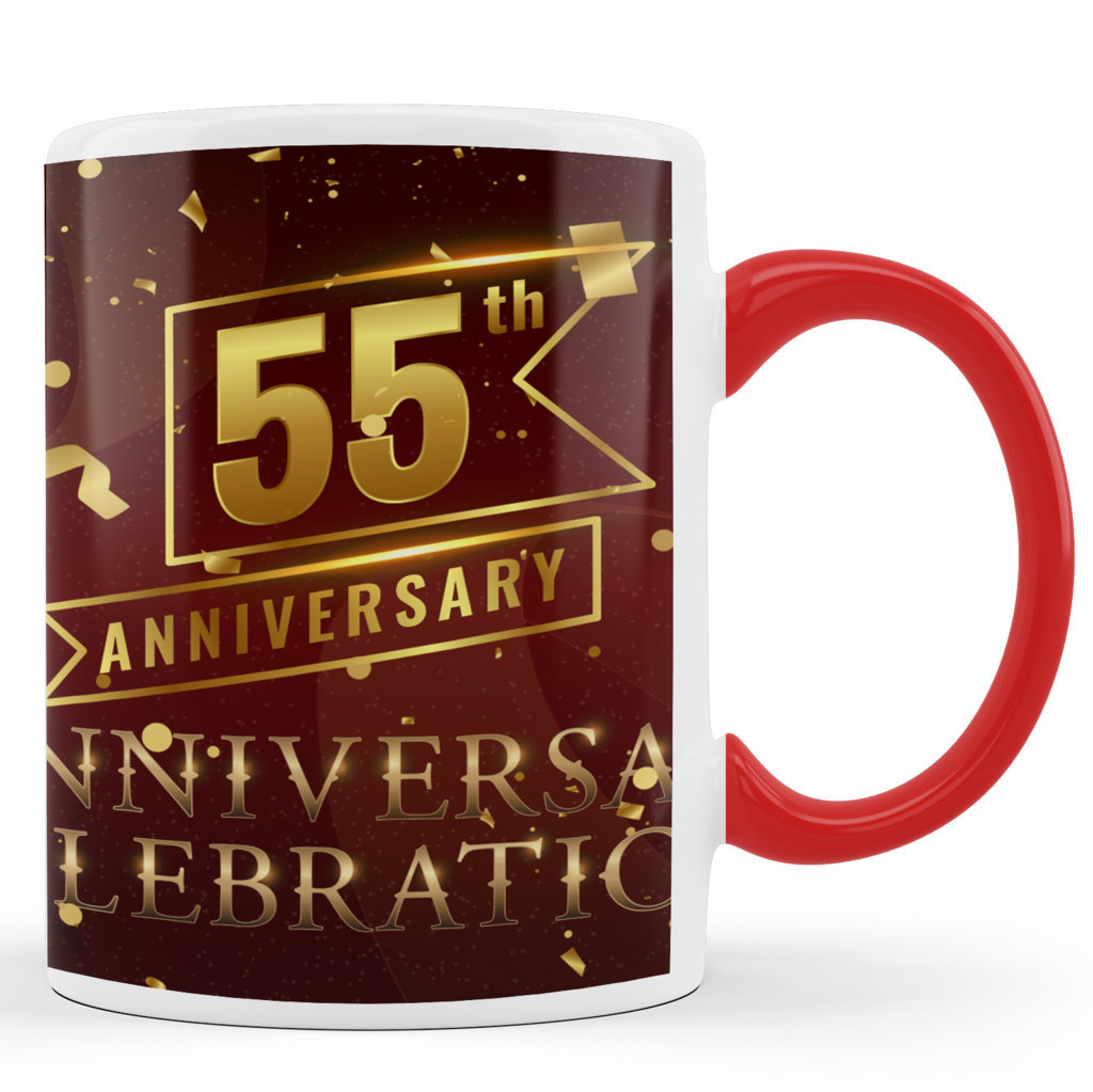 Printed Ceramic Coffee Mug | 55th Anniversary  | Anniversary  l |  325 Ml 